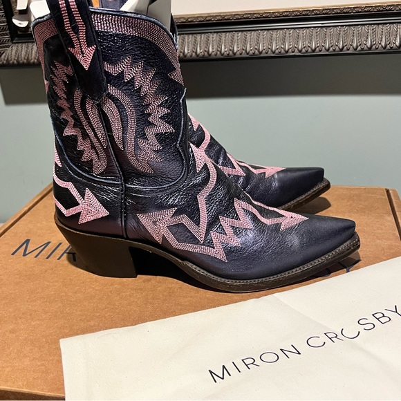 Miron Crosby Metallic Navy & Pink Cowgirl Boots - Sz. 10 - Picture 9 of 15